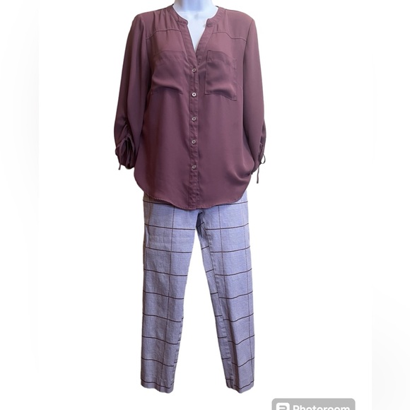 New York & Company blouse and cropped pants Size S/6 mauve and purple - Picture 2 of 8